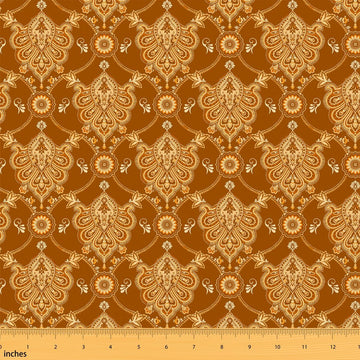 Taupe Vintage Gothic Damask Floral Fabric by The Yard Soft 1 Yard