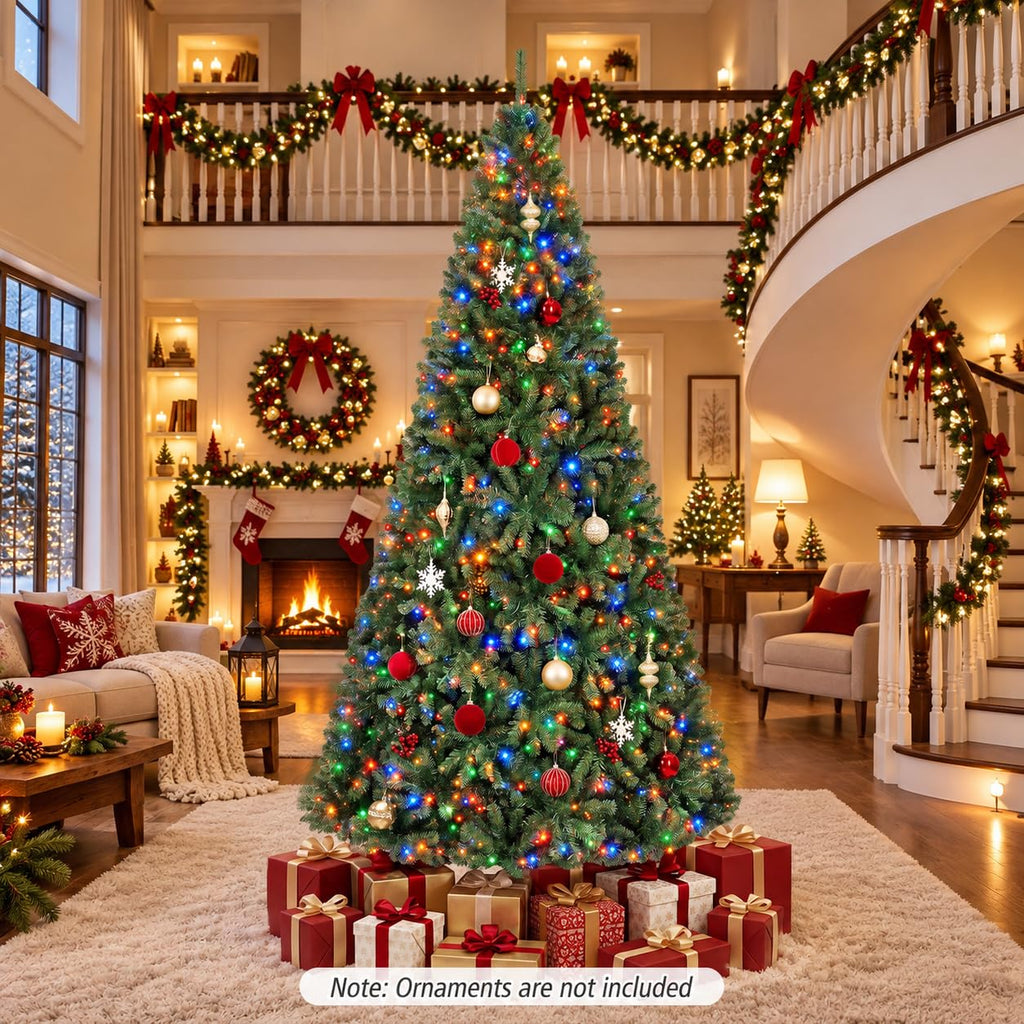 8FT Pre-lit Artificial Christmas Tree w/750 LED Lights, Easy Setup
