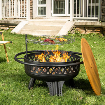 32 Inch Outdoor Fire Pit with Grill