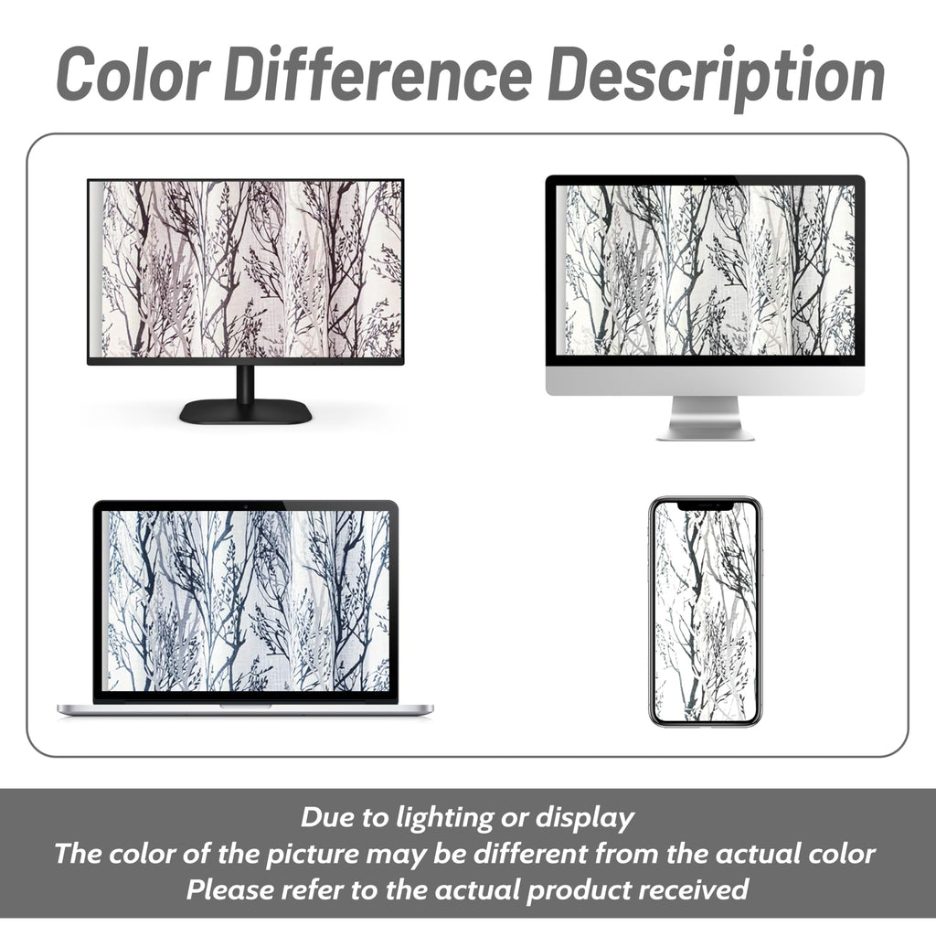 Tree Branch Linen Lined Valance Double Layer Thermal Insulated Room Darkening Blackout Valances 3 Inch Rod Pocket