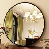 Round Mirror 30 Black Wall Mounted Circle Mirrors Vanity Mirror with Brushed Aluminum Alloy Frame Modern Decoration