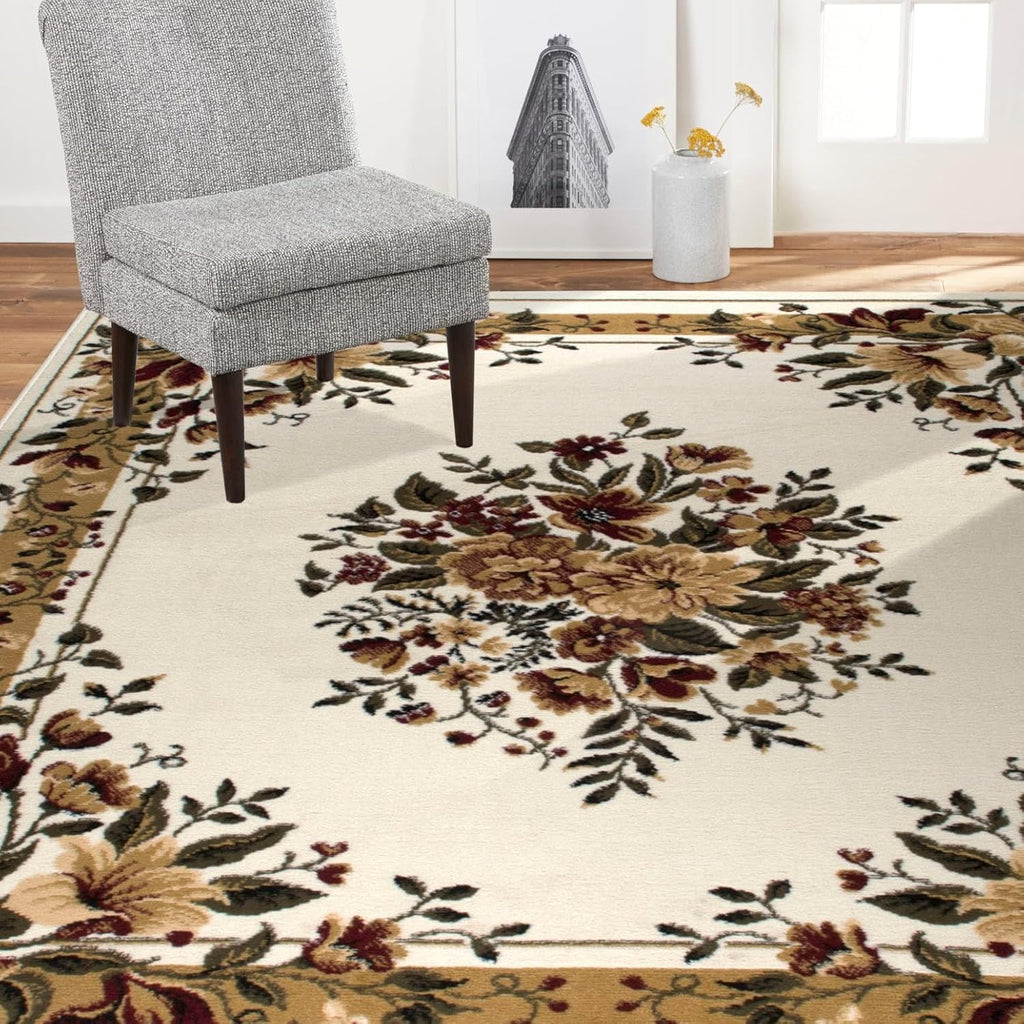 Dynamix Optimum Caspian Area Rug, 2, Traditional Medallion Floral, Ivory/Burgundy/Yellow