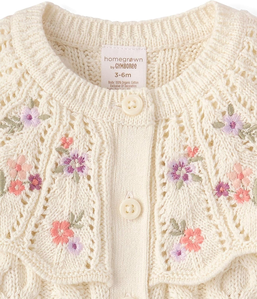 Baby Girls,and Toddler Long Sleeve Button Front Cardigan,Fair Ivory,6-9 Months
