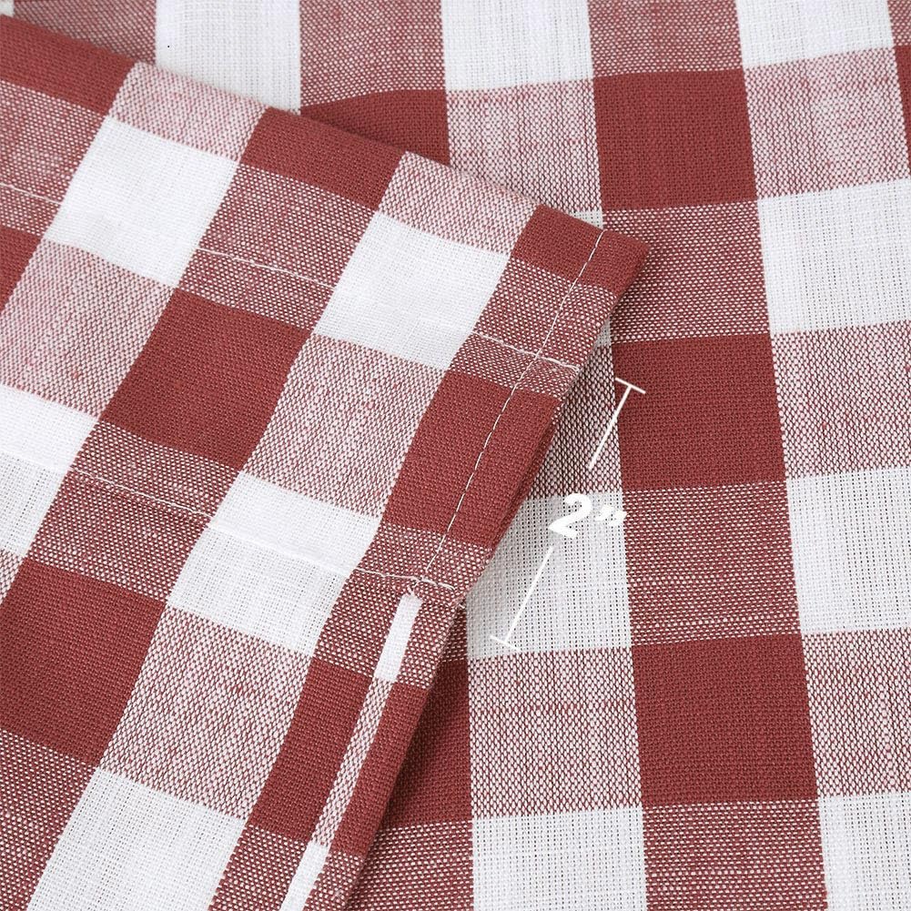 Red and White Buffalo Check Kitchen Curtain Valances for Windows, Burgundy Plaid Gingham Valance Rod Pocket Cafe