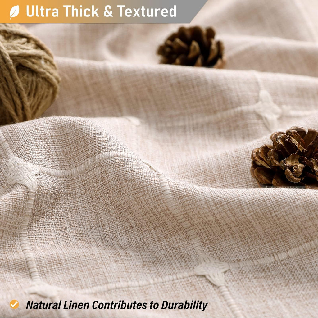 48x72 Boho Farmhouse Linen Heavy Duty Set, Tan/Taupe