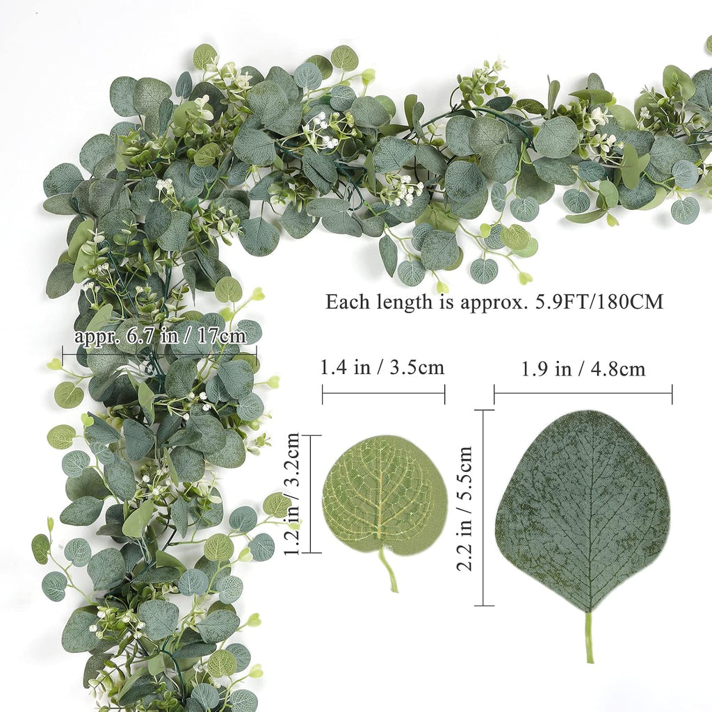 Artificial Eucalyptus Garland 5.9FT Greenery Garland Vines - Set of 2