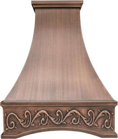 54 Inch Copper Wall Mount Range Hood 1260 CFM LED Lights Dishwasher-Safe Baffle Filters