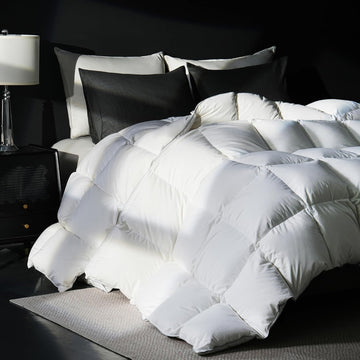 Goose Feather Down Fiber Comforter King, 100% Cotton Cover Ultra Soft Fluffy Duvet Insert King