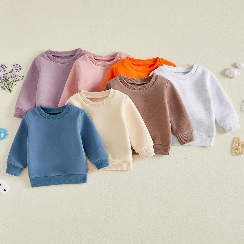 Toddler Baby Boy Clothes Girl Basic Plain Sweatshirt Long Sleeve Shirts Kids Fall Winter Sweat Shirt Tops