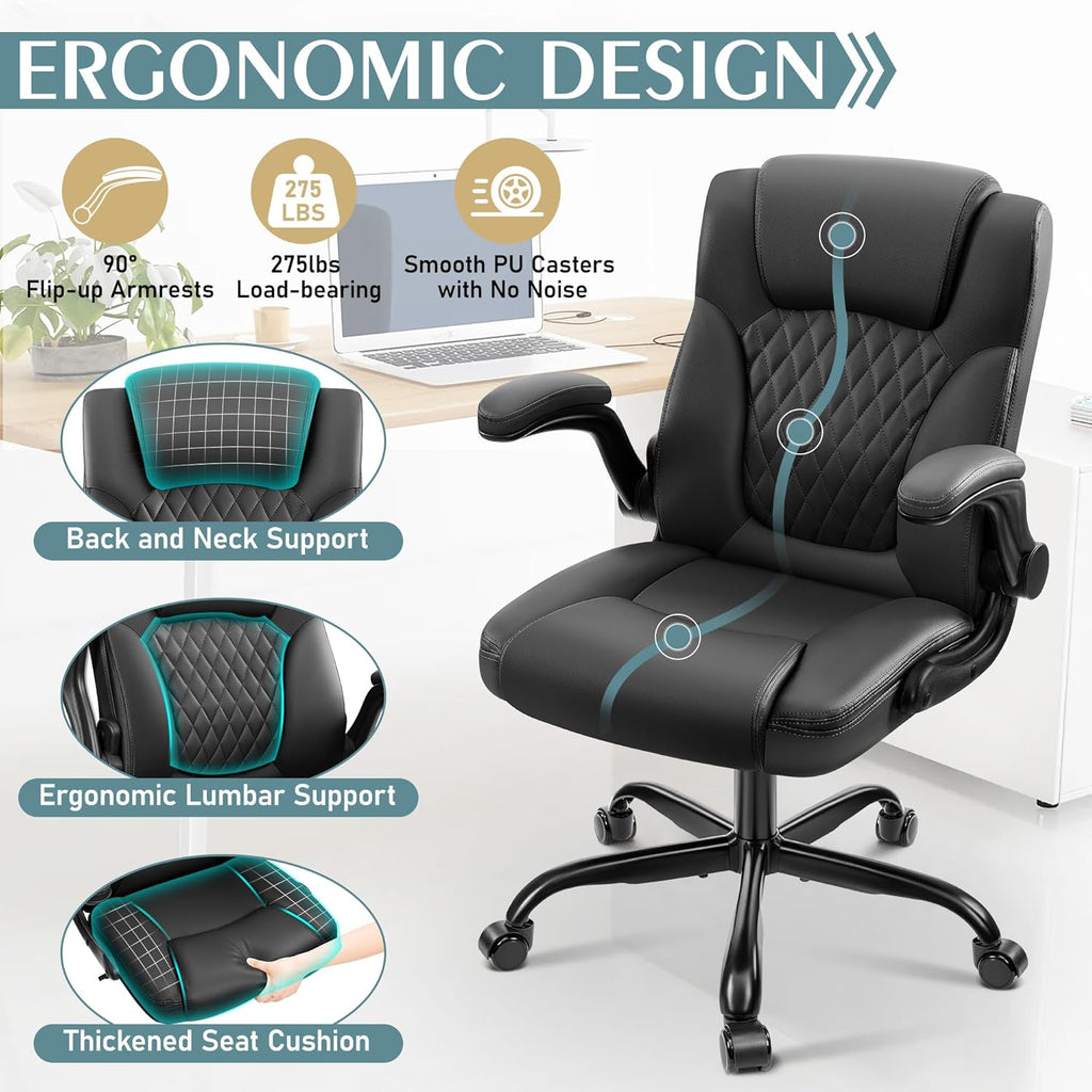 Leather, PU Home Computer Desk Chairs with Ergonomic Back Support, 360°Swivel Free，Small Gmaing Chair with Wheels and