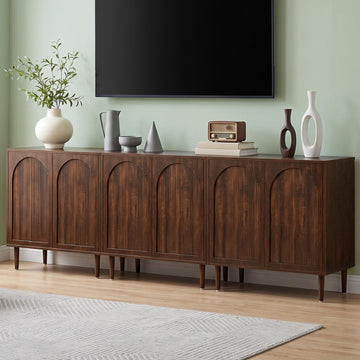 31.5" Dark Walnut Sideboard Buffet Cabinet with Storage Set of 3