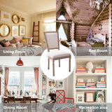 French Country Dining Chairs Set of 2, Vintage Farmhouse Dining Chairs with Round Back, Solid Wood Frame and Upholstered Fabric Seat, Beige