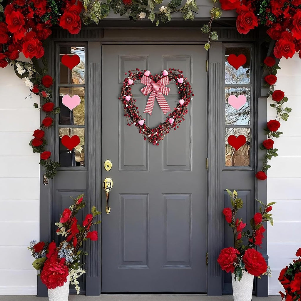 Valentines Day Wreath, Heart Shaped Wreath for Front Door, Galentines Decorations Home, Valentine's Day Wedding