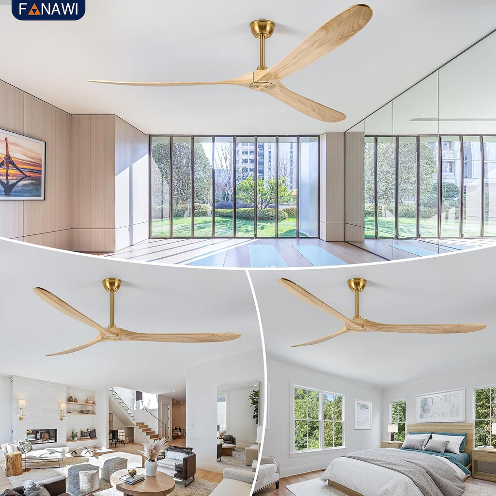 Inspired Maverick Style 84" wood ceiling fan, Brass Gold