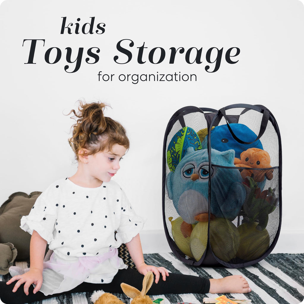 Mesh Pop-Up Hamper Collapsible with Side Pocket 2-Pack