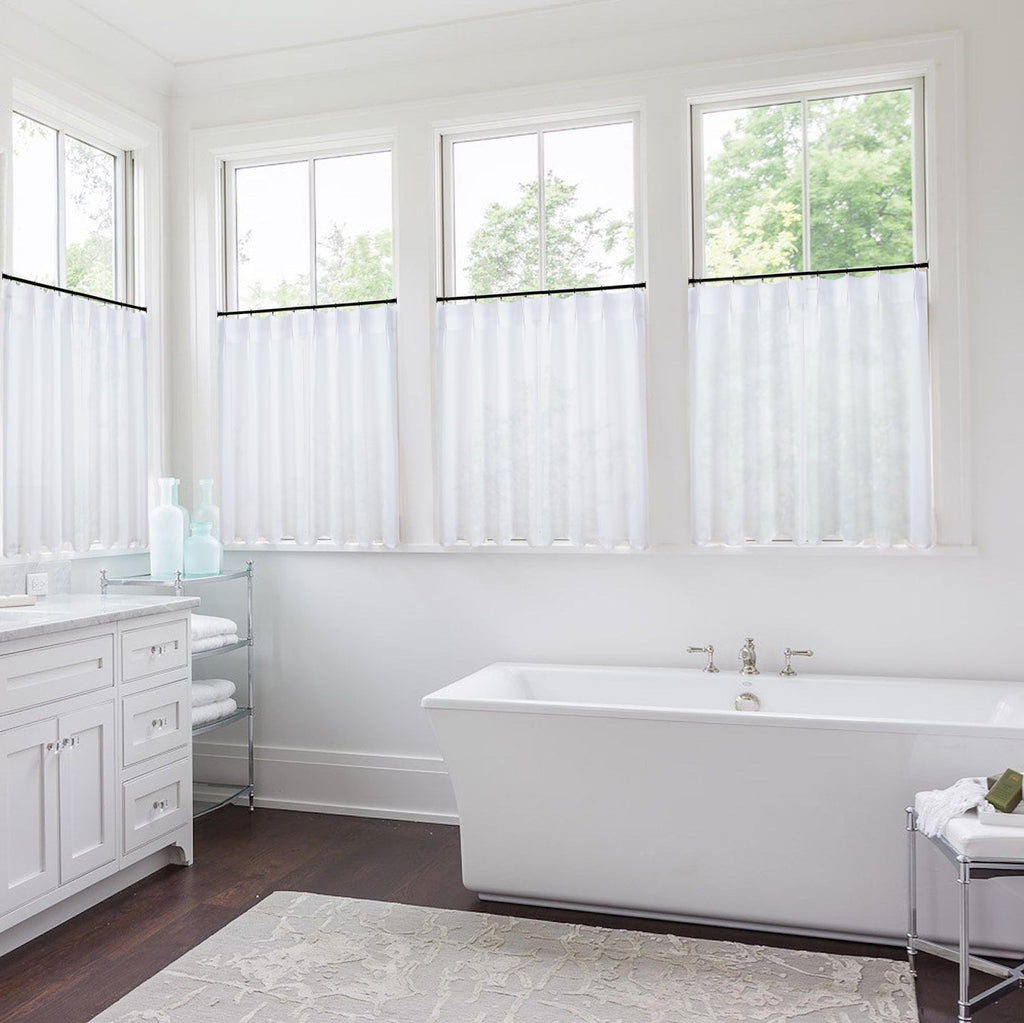 Kitchen Window Curtains Over Sink, Pinch Pleat Linen Sheer Short Back Door Curtains for Inside House Front Door Window