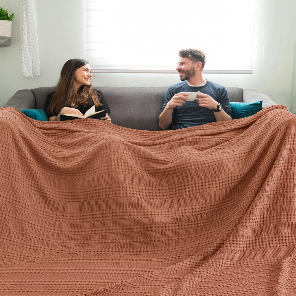 Cooling Waffle Blanket for Hot Sleepers, 110"x96", Terracotta