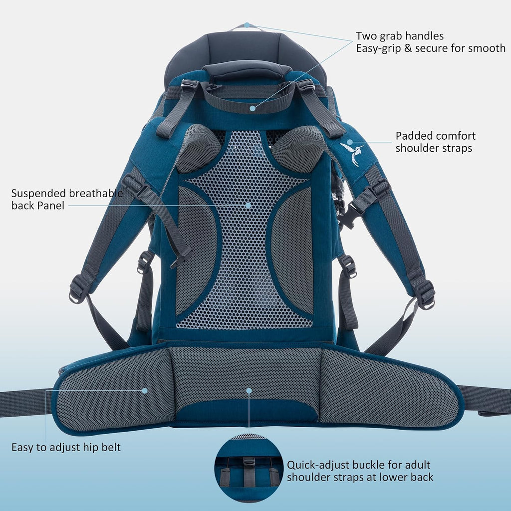 Ultralight Toddler Hiking Baby Carrier Backpack with Sunshade, Black