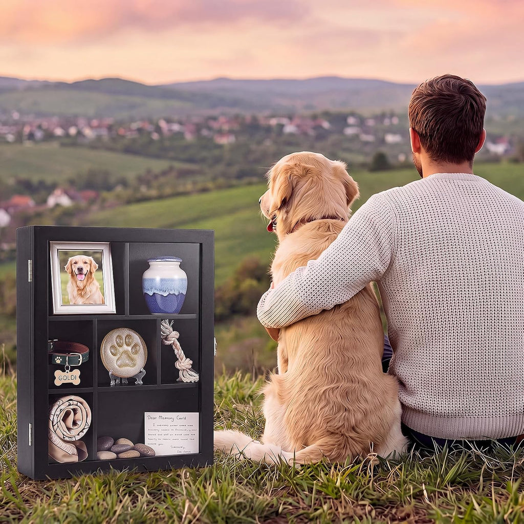 12" x 16" Solid Wood Pet Memorial Shadow Box with Adjustable Shelves