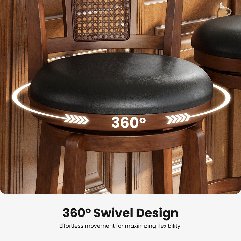 26 Inch Swivel Bar Stools Set of 3, Counter Height Barstools