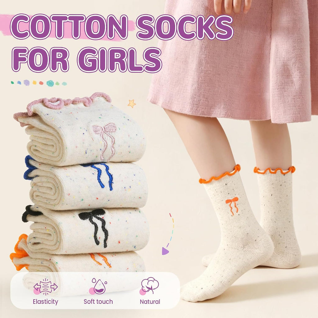 Frilly Kids Crew Dress Cotton Soft Cute Toddler Socks 6 Pairs