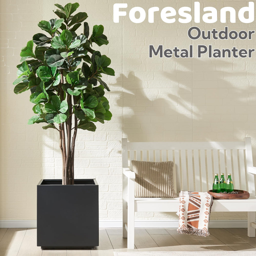 Large Cube Metal Outdoor Planter Box 20Wx20Dx21.5H