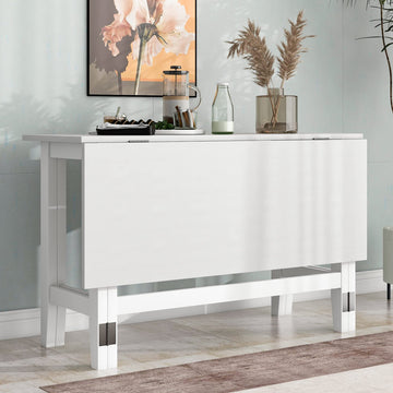 47" Farmhouse Extendable Dining Table with Drop Leaf, White