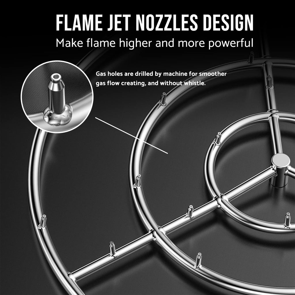 30-Inch Round Stainless Steel Fire Pit Jet Burner Ring