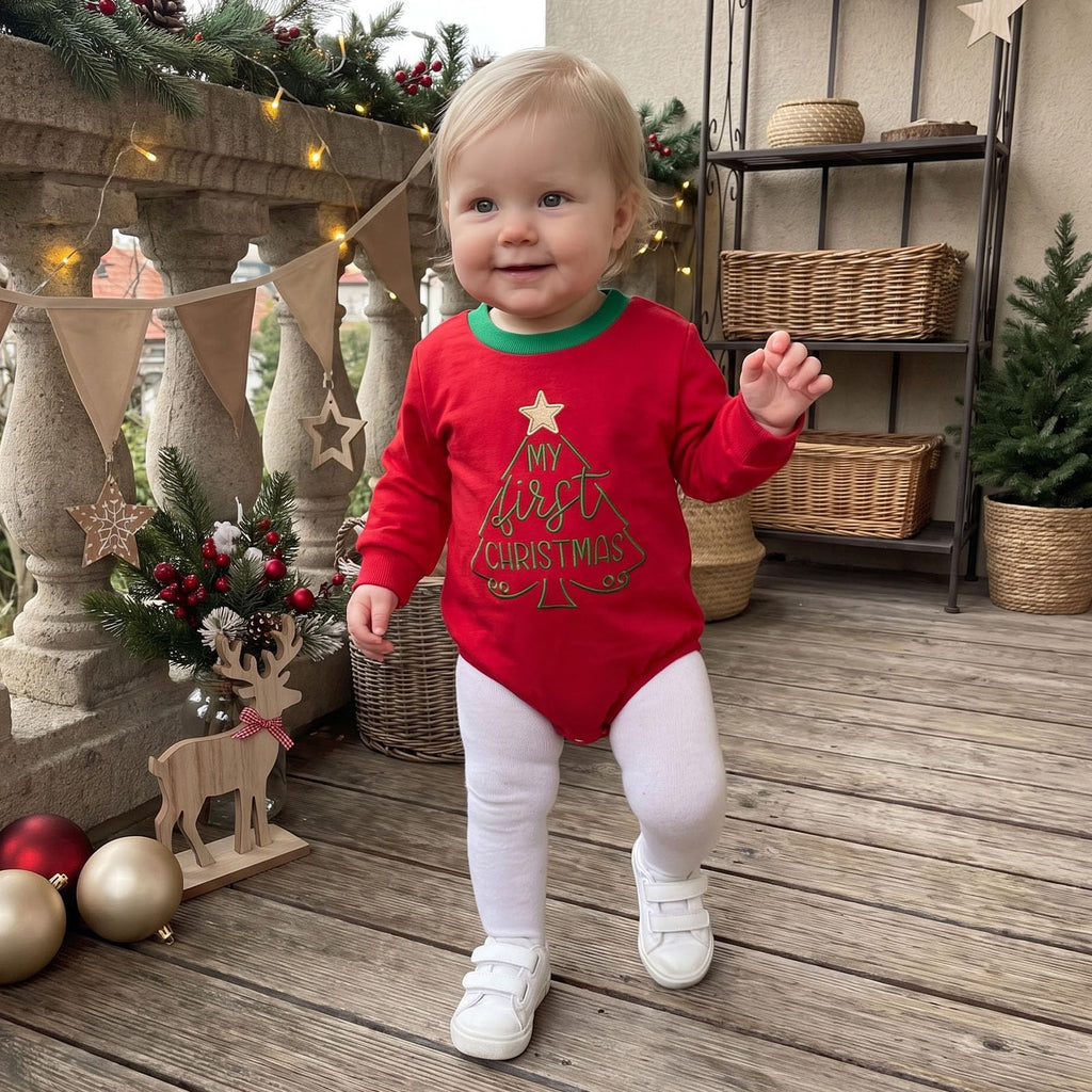 Baby Girl Christmas Outfit Velvet Bow Bubble Romper Onesie