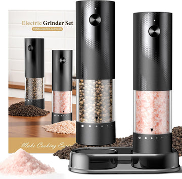 Electric Salt and Pepper Grinder Set - Rechargeable Automatic Salt and Pepper Shakers, Kitchen Appliances - Set of 2