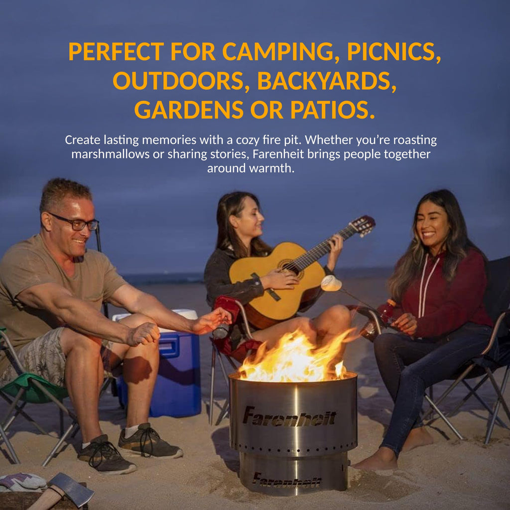 13.5" Stainless Steel Smokeless Fire Pit | Portable Outdoor Wood Burning Firepit for Backyard, Camping, Patio & Deck