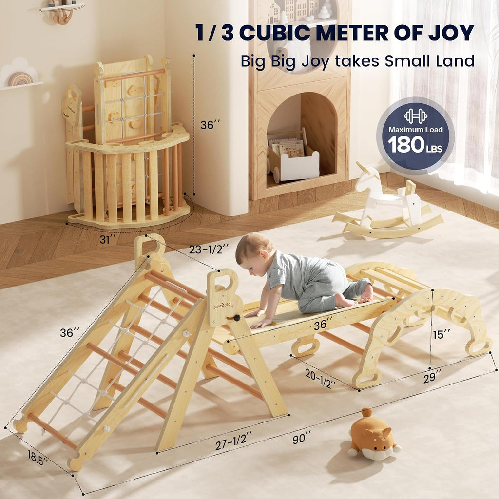 In-1Pikler Triangle Set, Toddler Climbing Toys Indoor Mauve Pink