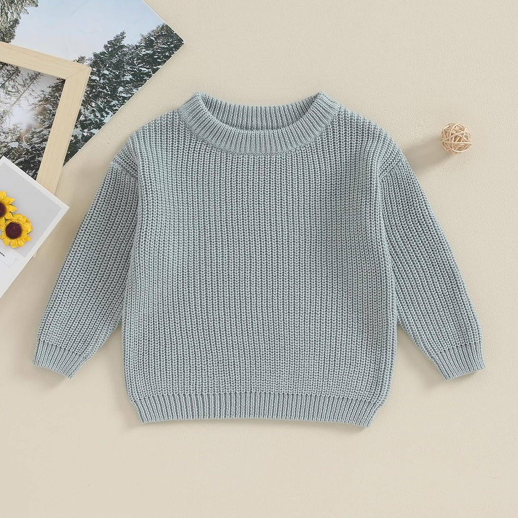 Toddler Baby Girl Boy Long Sleeve Knit Sweater Cute Round Neck Pullover Fall Winter Warm Tops Clothes