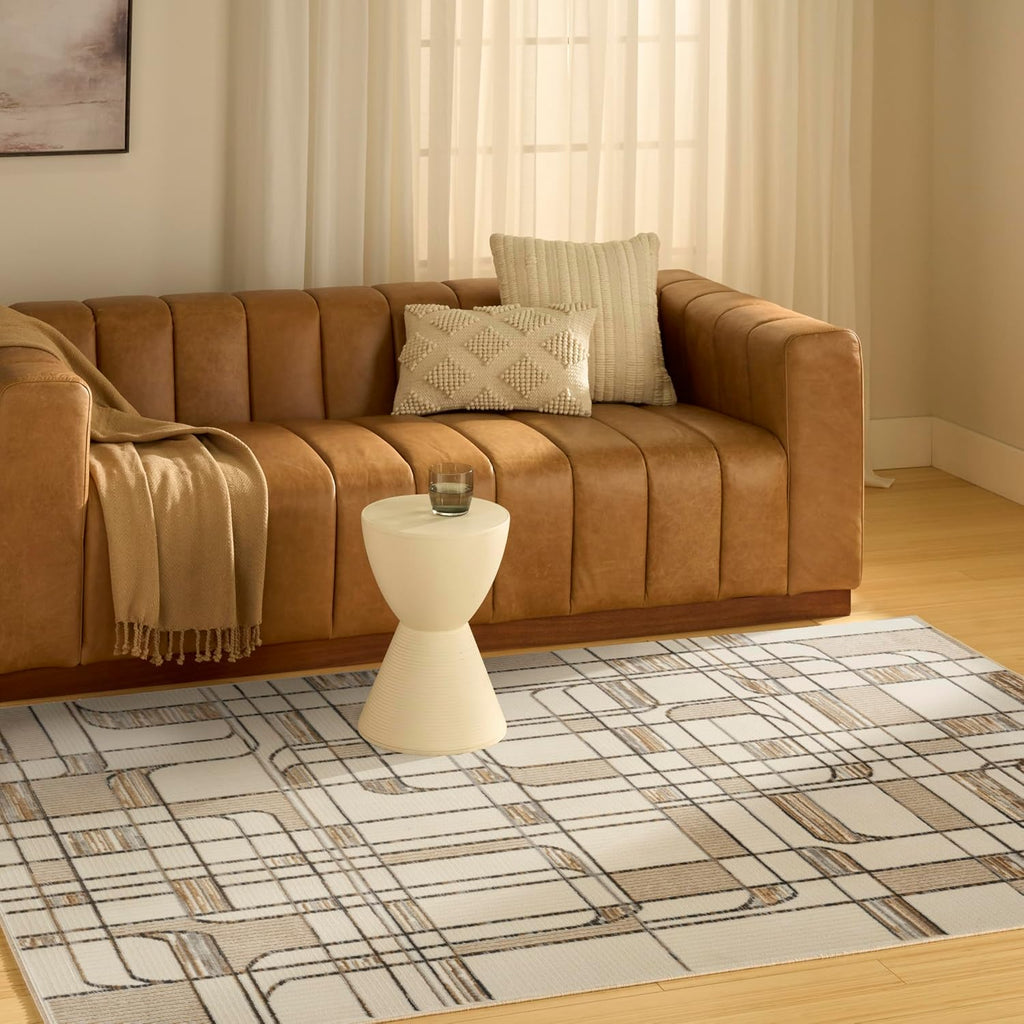 Home Nordic Ivory Multicolor Area Rug - Easy Clean, Non Shedding, Bed Room, Living Room, Dining Room, Kitchen