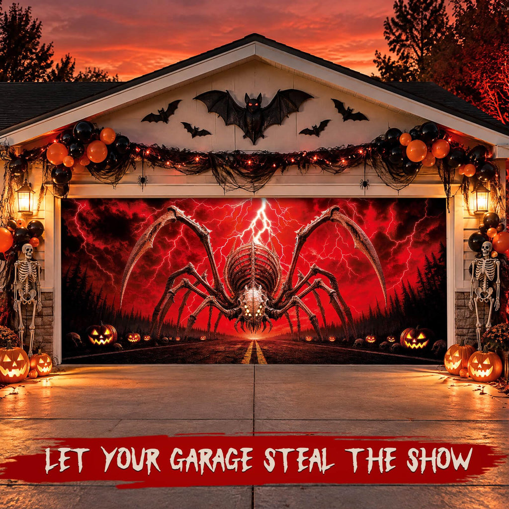 Halloween Garage Door Cover Decor, 7x16ft Outdoor Party Backdrop