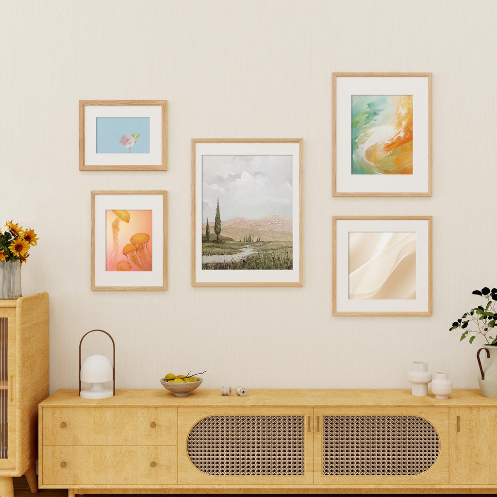 18x24 Poster Frame, Solid Oak Wood Poster Frames, Modern Photo Frame for Wall 18x24 with 16x20 Mat, High Definition