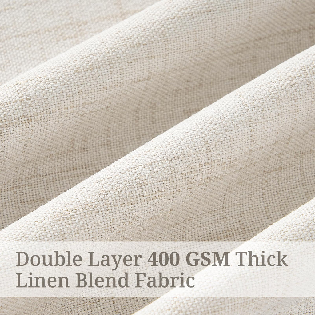 Pinch Pleated Linen Curtains Blackout 96 Inches Long 2 Panels Set for Living/Bedroom Darkening Viral Thermal Memory