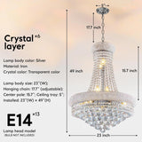 13-Lights Empire Style Crystal Chandelier, 23 Inch Luxury K9 Crystal Chandeliers Pendant Lighting for Living Room, Dining Room, Foyer, Entryway, Hallway, chrome A108-B0D2NZZV18