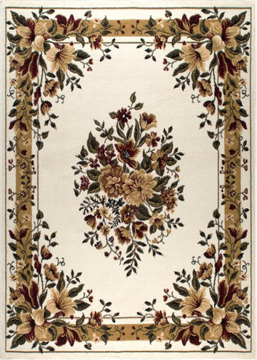 Dynamix Optimum Caspian Area Rug, 2, Traditional Medallion Floral, Ivory/Burgundy/Yellow