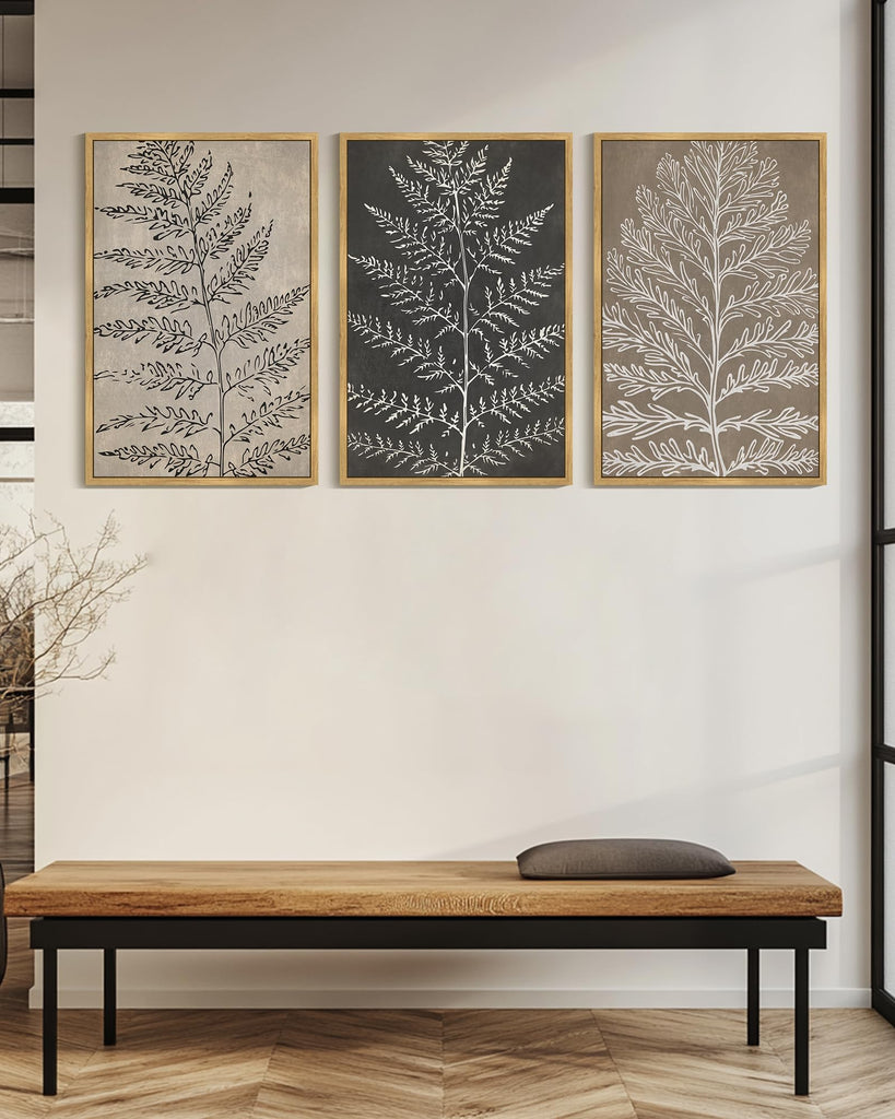 Vintage Botanical Framed Wall Art 24x36in Natural Framed
