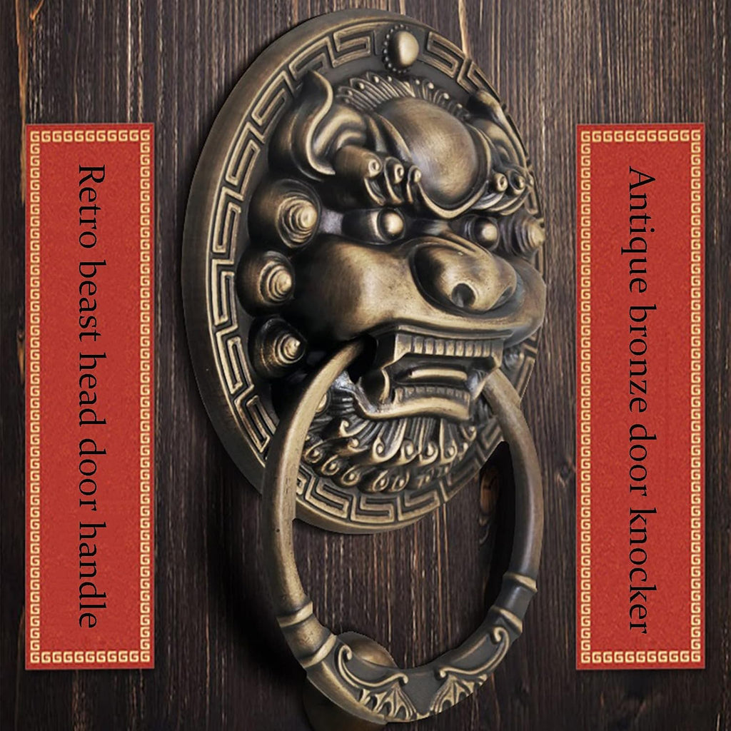 Retro Lion Head Door Knocker, Bronze Thickened Door Handle