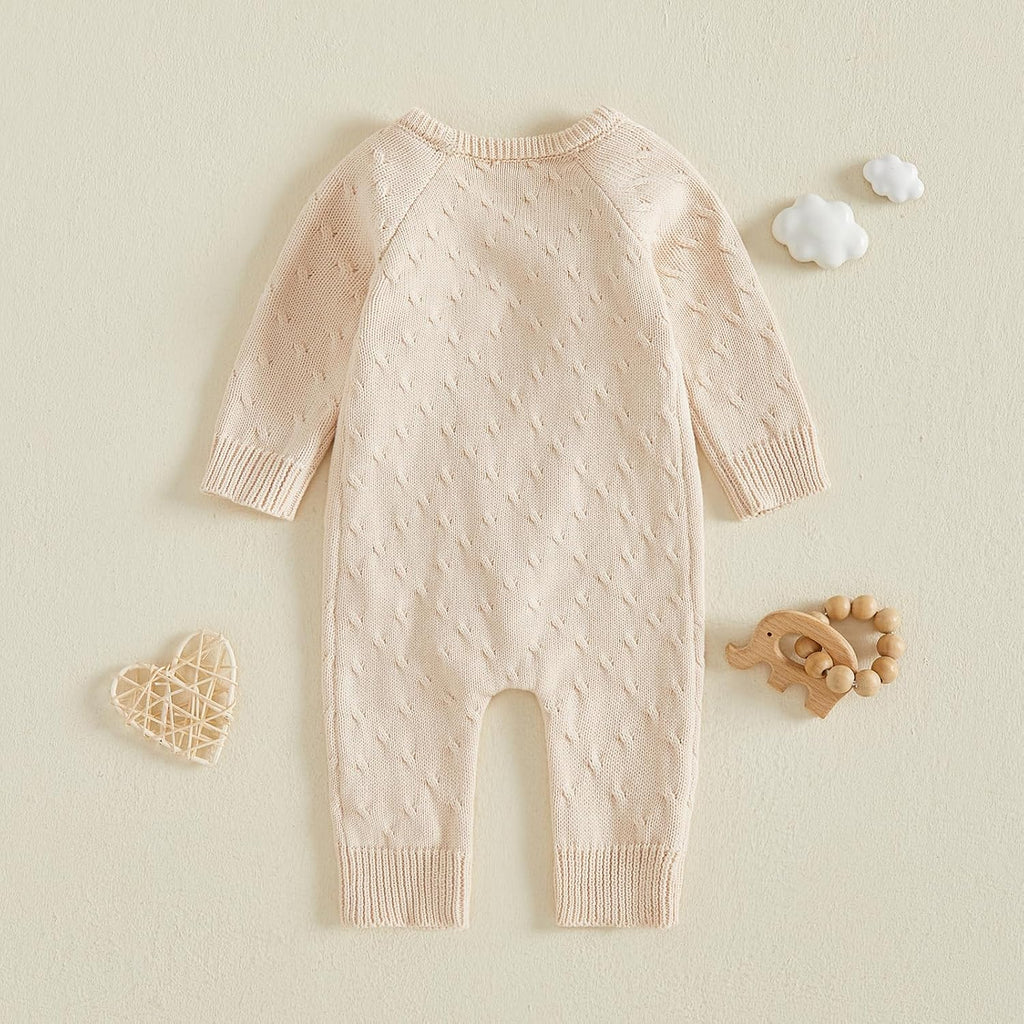 Newborn Outfit Baby Boy Knit Wrap Sweater Romper Jumpsuit