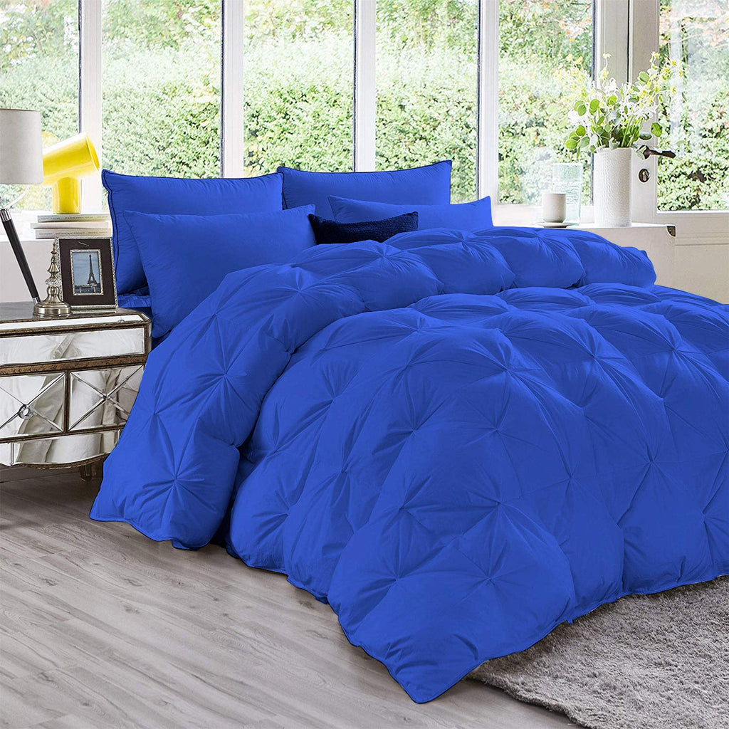 5 Piece Pinch Pleated Comforter Set Premium 1000 Thread Count 100% Egyptian Cotton Super Soft (Super King Size Royal