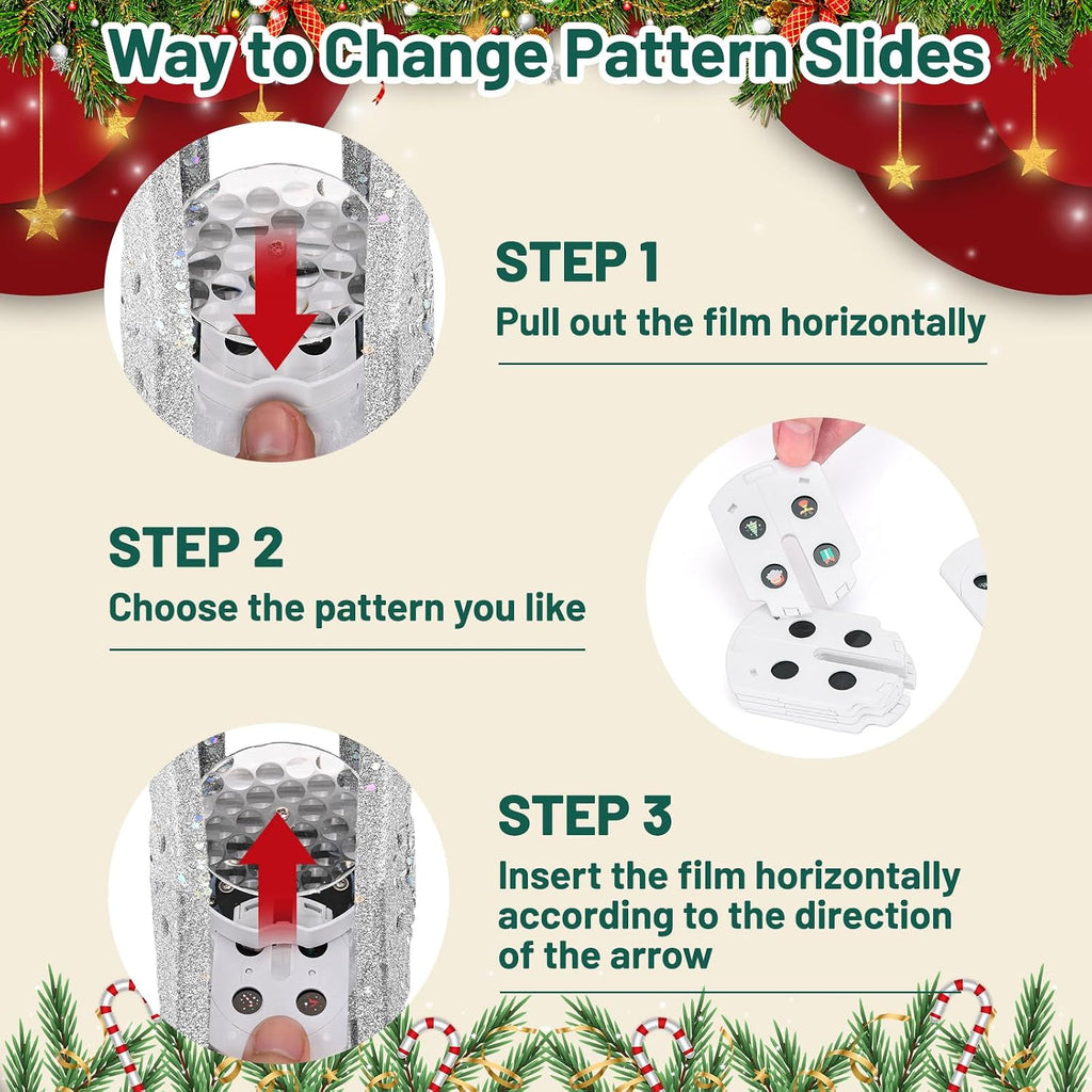 Tree Topper Lighted with 6 Projection Modes,Christmas Star Tree Topper Built-in LED Rotating Projector Lights 3D