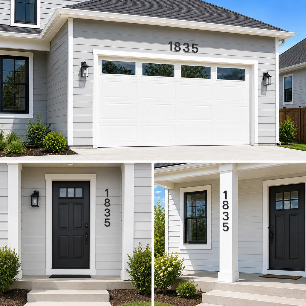 8 Inch House Numbers for Outside, Black Large Address Numbers (NO.)