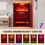 MEISSALIVVE Full Spectrum Infrared Sauna，1-2 Person Home Sauna，Wooden Canadian Hemlock Indoor Spa Sauna with Resonance
