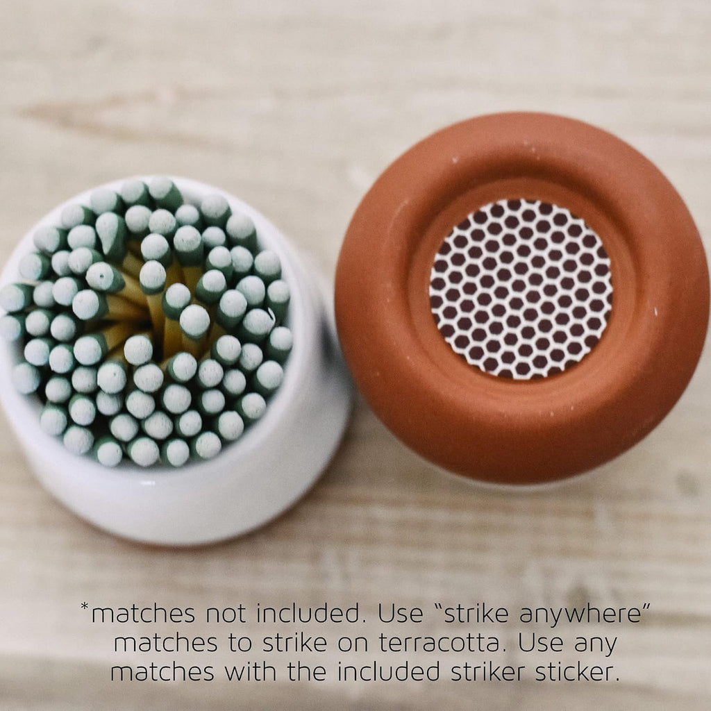 Match Striker Holder - Terracotta Stone Match Cloche - Bathroom Matches, 3.5 x 3.5 x 3.5