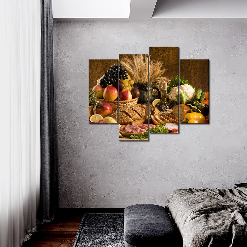 Food Wall Art Fruit Canvas 4 Panels Modern Artwork Kitchen Wall Art The Picture Print On Canvas Home Wall Decor