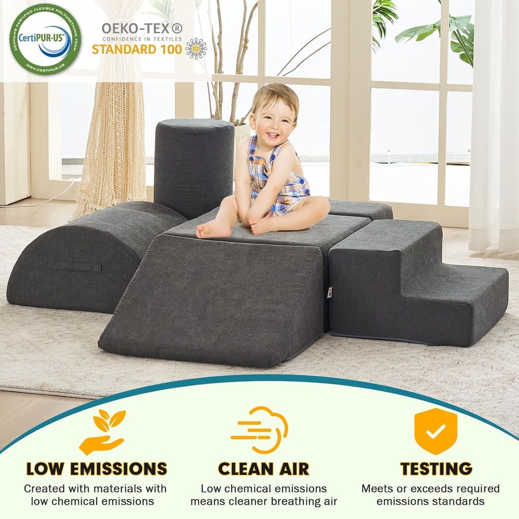 6Pcs Kids Foam Climbing Blocks, Soft Play Equipment, Toddler Climbing Toys Indoor, Soft Play Climbing Set