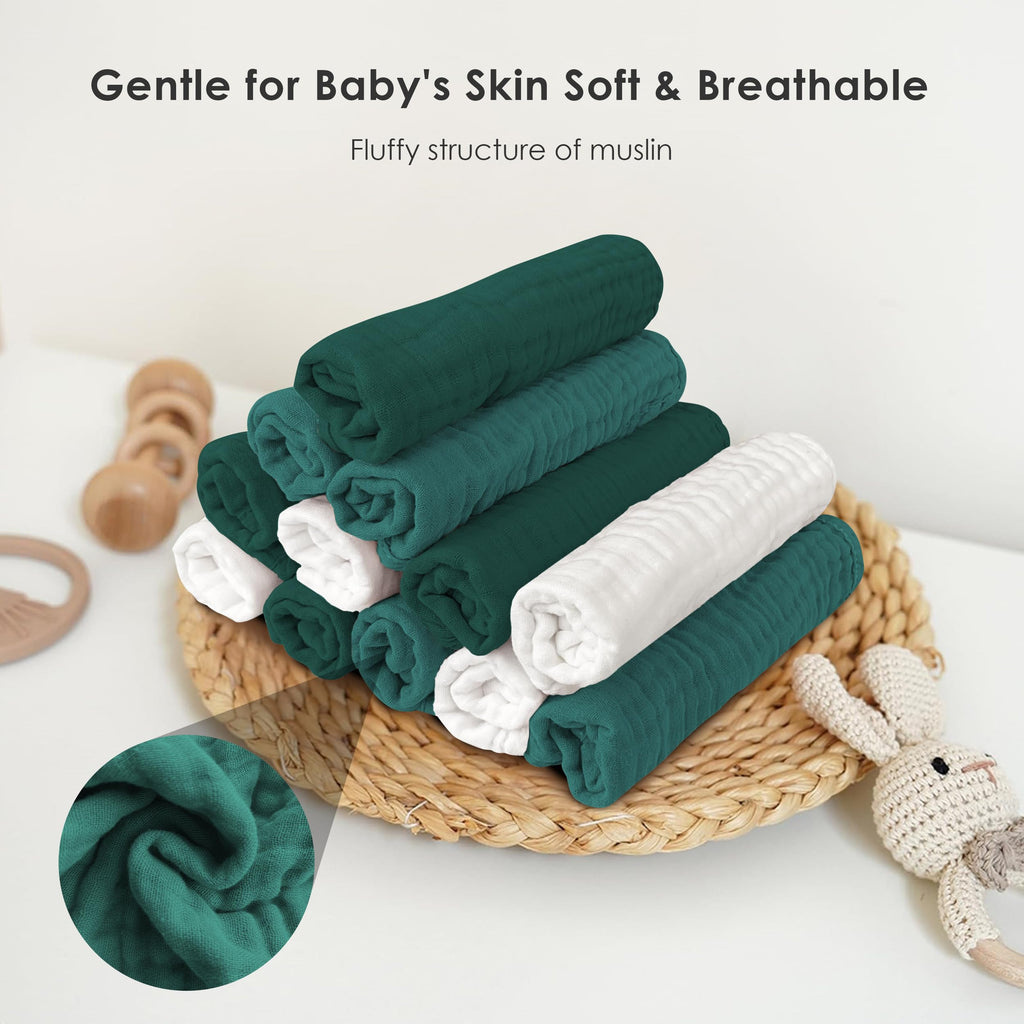 Muslin Burp Cloths for Baby 100% Cotton Burping Cloths for Unisex, Boy, Girl - Large 20'' by 10'' Newborn Essentials